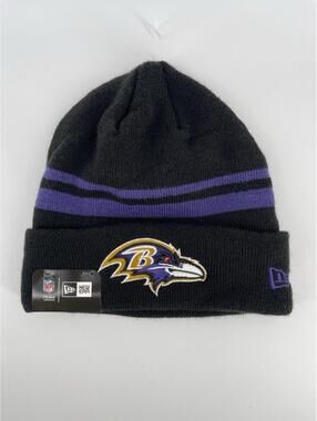 NWT New Era Baltimore Ravens Striped Beanie Black Purple